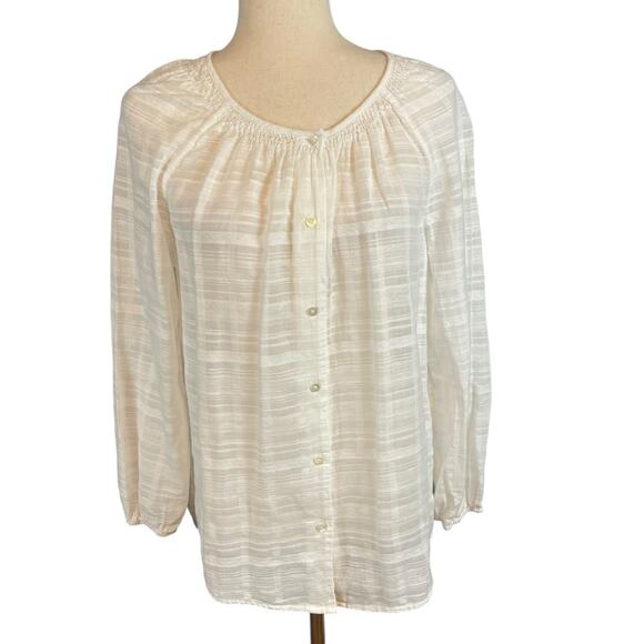 J. McLaughlin Tops - J. McLaughlin Button Front Peasant Blouse Top Long Sleeve White Women's Small